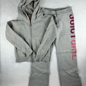 Juicy Couture Girls Gray Glitter Hoodie & Pants Set Size 10 y2k small spots